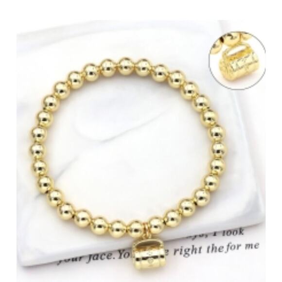 Unbranded Jewelry - Fashion Bracelet Beads Gold Color Stretchy wrist fit from 5” to 8”